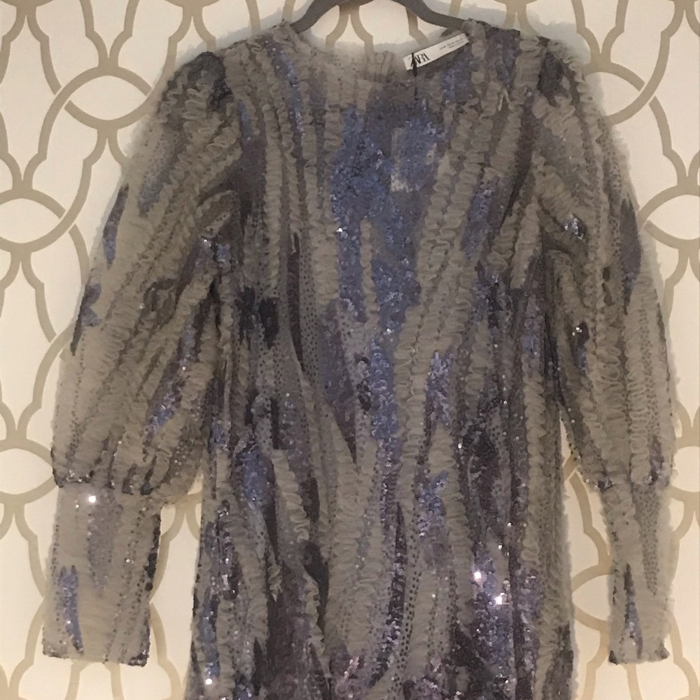 Zara Purple Sequin Ruffle Dress